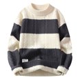 thumbnail image 1 of uikmnh Winter Sweaters for Men O Neck Knitwear Pullover Male Striped Sweater Loose Knitted Trend Top Mens Clothing, 1 of 3