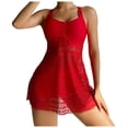 thumbnail image 1 of uikmnh Women's Monokini Solid Color One Piece Swimsuit Push Up Mesh with Removable Cups Size:4XL, 1 of 5