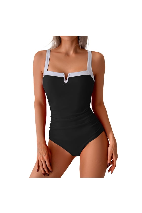 Women's Push Up Padded Monokini Solid Color One Piece Swimsuit Control Swimwear Size:S