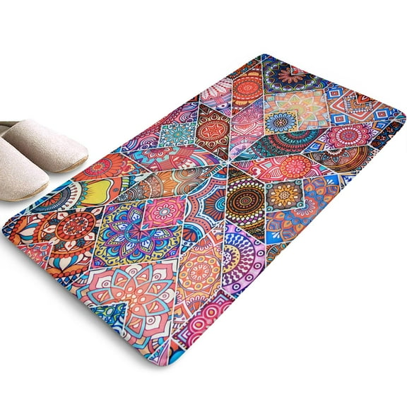 uimchwp Bohemian Purple Square Pattern Area Rugs
