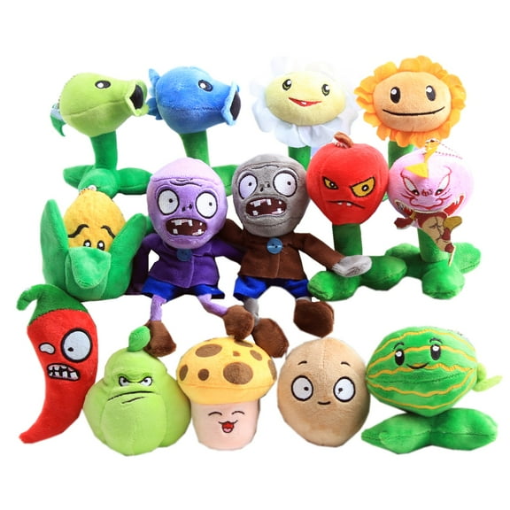 uiuoutoy Game Toys Zombies Pepper Sunflower Squash Plants Plush Toy Set of 14 Pcs/set 9-16 CM
