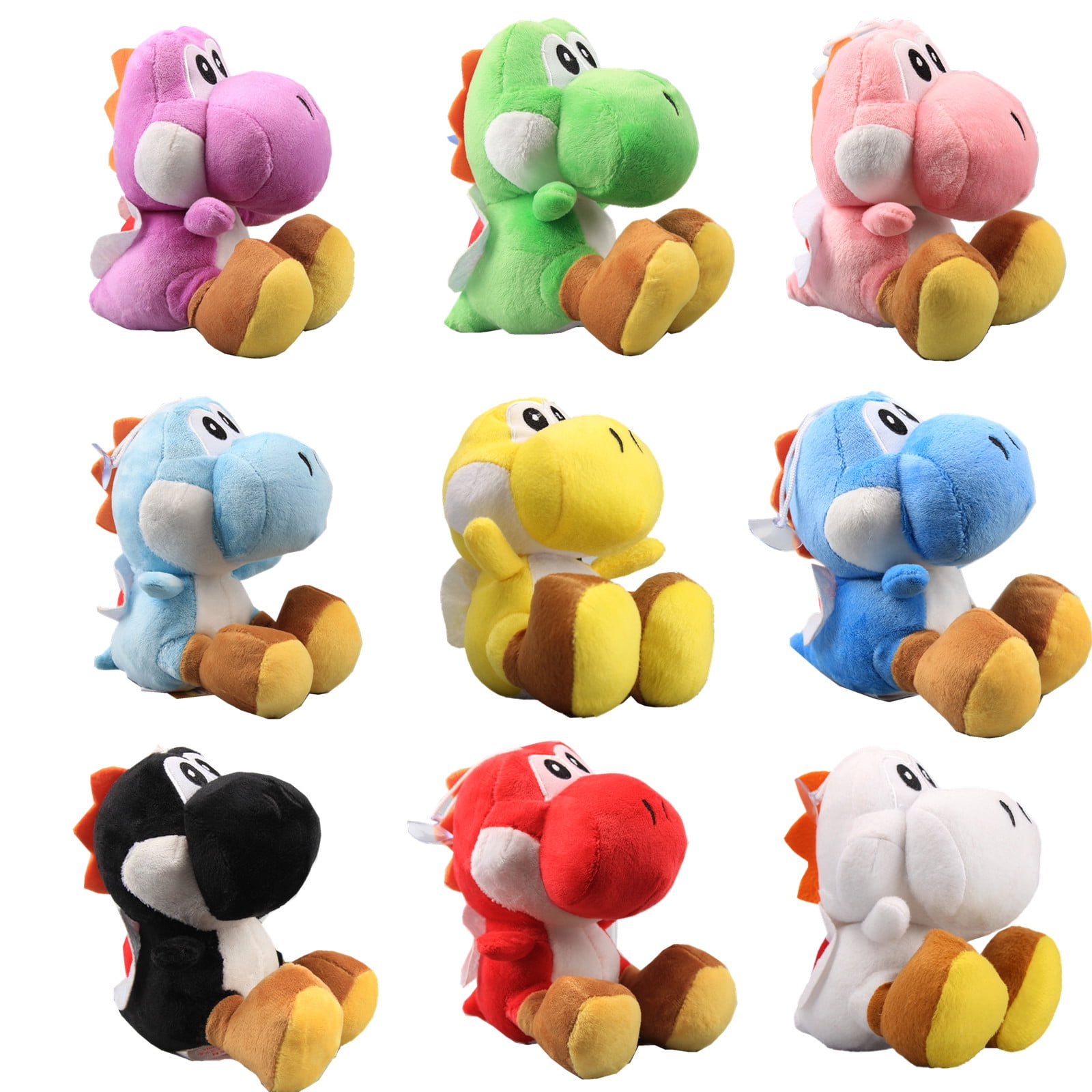 uiuoutoy Set of 9 Yoshi Plush Toys 6 Green Yoshi Red Yoshi White Yoshi Purple Yoshi Light Blue Yoshi Dark Blue Yoshi Black Yoshi Yellow Yoshi