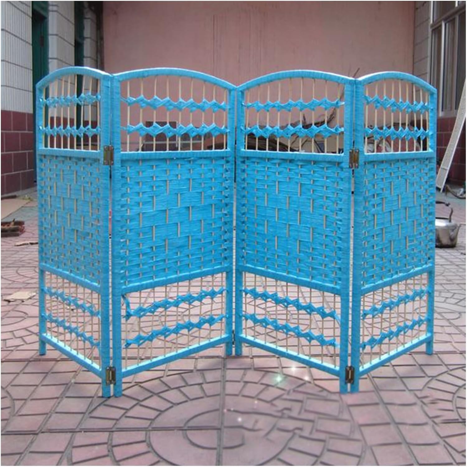 uiytrfg Short Room Divider 4 Panels Folding Weave Blackout Privacy ...