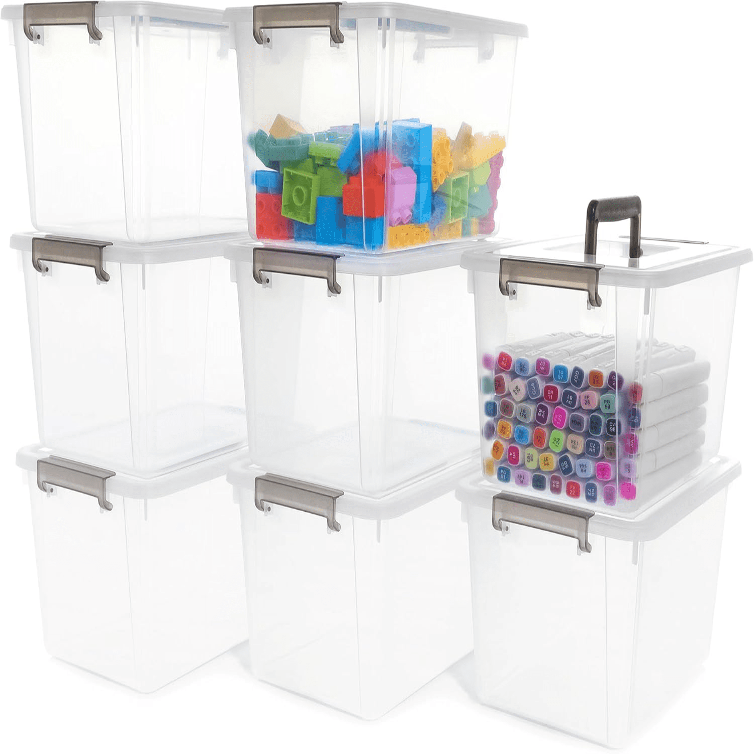 uiywthf Citylife 8 Packs 6 QT Plastic Storage Bins with Latching Lids ...
