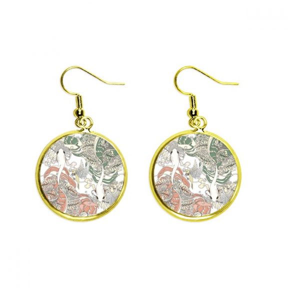 ukiyo-e wing carp bird japan earring dangle en drop earring jewelry woman