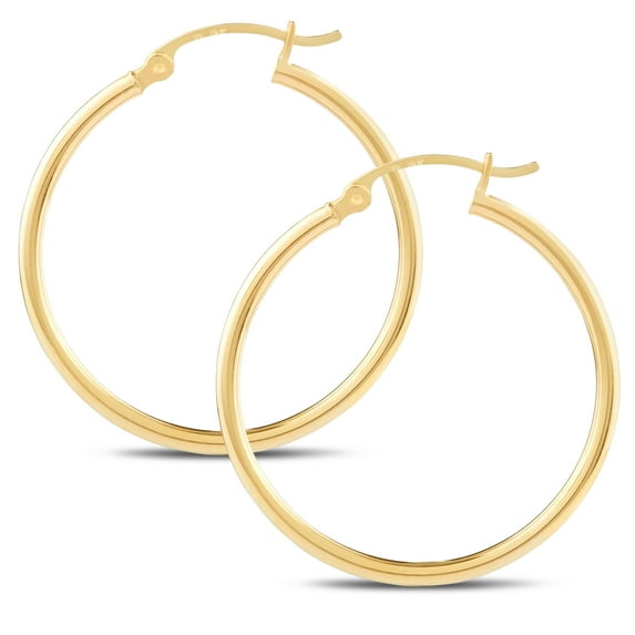 uliette Collection Classic Polished Yellow Gold Hoop Earrings, 30mm, 1.50GR