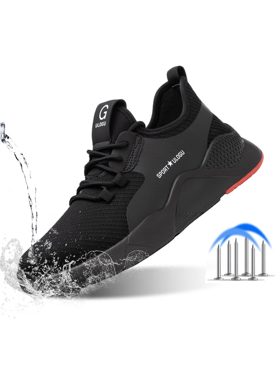 Anti-puncture Safety Toe Shoes for Men Women Waterproof Industrial Work Shoes Non-slip Steel Toe Shoes Construction Composite Toe Shoes (Men Size 13, Black)