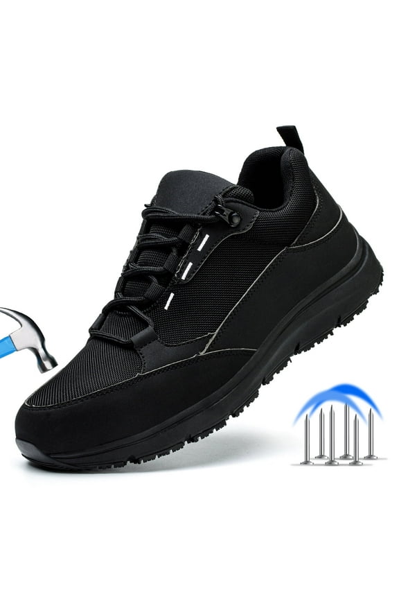 Steel Toe Shoes for Men Women Lightweight Sneakers Men's Slip Resistant Waterproof Work Shoes Anti Puncture Safety Shoes for Men Women (Size 12, Black)