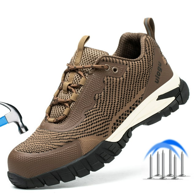 ulogu Waterproof Steel Toe Shoes for Men Lightweight NonSlip Sneakers Puncture Proof Shoes