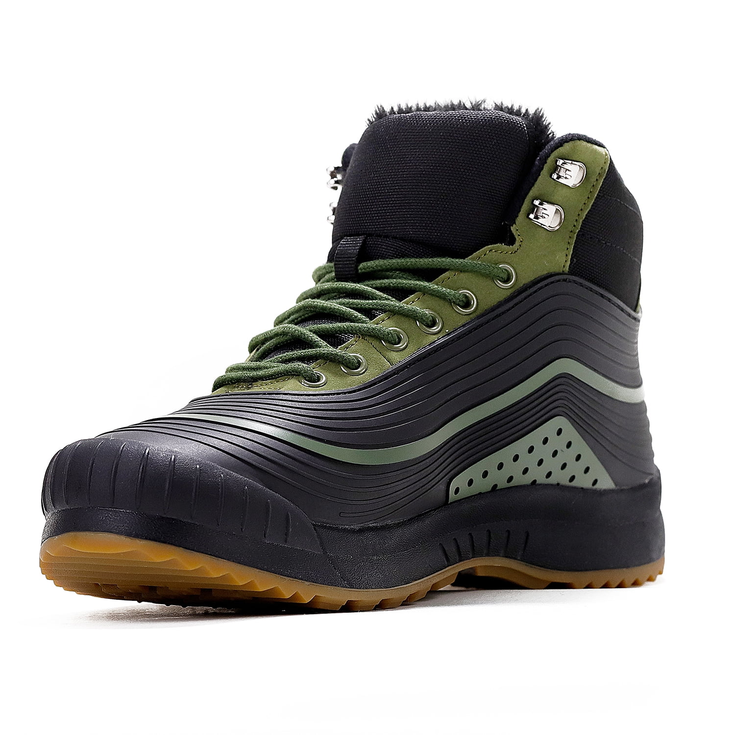 ulogu Women Men's Snow Boots, Waterproof Snow Shoes,Frosty Warm Outdoor Boots, Non-Slip Lightweight Winter Mid Top Ankle Boots for Men Women(Men Size 11, Green)