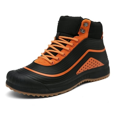 ulogu Women Men's Snow Boots, Waterproof Snow Shoes,Frosty Warm Outdoor Boots, Non-Slip Lightweight Winter Mid Top Ankle Boots for Men Women(Men Size 6, Orange)