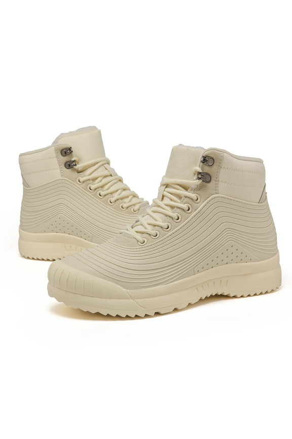 Women Men's Snow Boots, Waterproof Snow Shoes,Frosty Warm Outdoor Boots, Non-Slip Lightweight Winter Mid Top Ankle Boots for Men Women(Women Size 11, White)