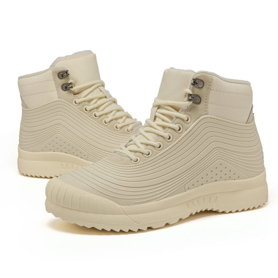 ulogu Women Men's Snow Boots, Waterproof Snow Shoes,Frosty Warm Outdoor Boots, Non-Slip Lightweight Winter Mid Top Ankle Boots for Men Women(Women Size 7.5, White)