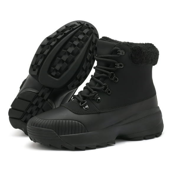 ulogu Women's Winter Snow Boots Ankle Booties Non Slip Winter Shoes Outdoor Winter Boots for Women Waterproof Snow Shoes (Women Size 8, Black)