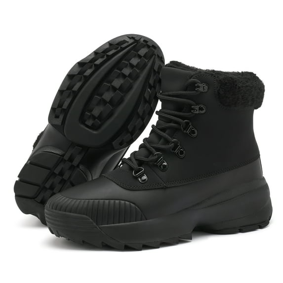 ulogu Women's Winter Snow Boots Ankle Booties Non Slip Winter Shoes Outdoor Winter Boots for Women Waterproof Snow Shoes (Women Size 9, Black)