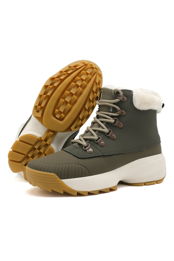 Women's Winter Snow Boots Ankle Booties Non Slip Winter Shoes Outdoor Winter Boots for Women Waterproof Snow Shoes (Women Size 9, Green)