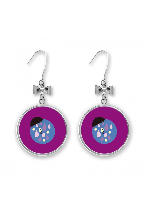 umbrella cloud rain drip weather bow earrings drop stud pierced hook