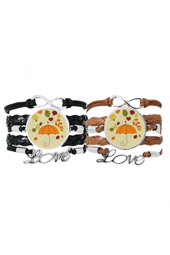 umbrella rain weather drip bracelet hand strap leather wristband double set