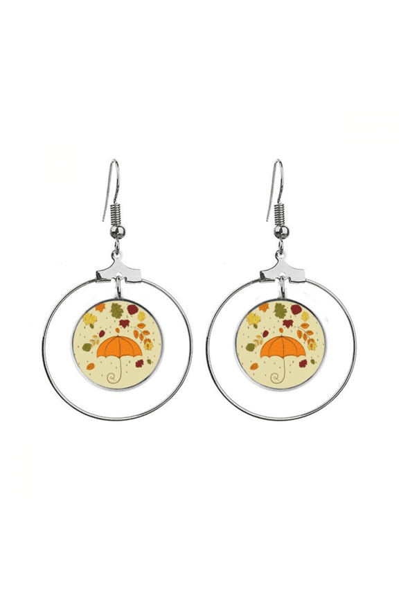 umbrella rain weather drip earrings dangle hoop jewelry drop circle