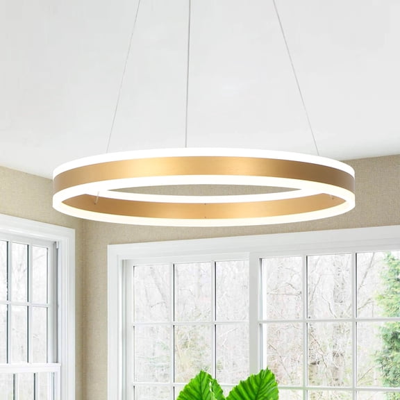 umeiluce  23.6" 1 Light Ring Dimmable Integrated LED Gold Pendant Light for Living Room Bedroom Entry