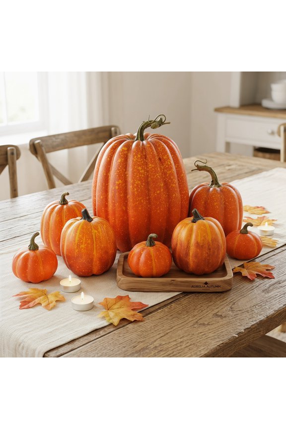 7Pcs Halloween Pumpkins Fall Decoration Assorted Faux Pumpkin Cute Foam Pumpkins for Home Outside Halloween Decorating