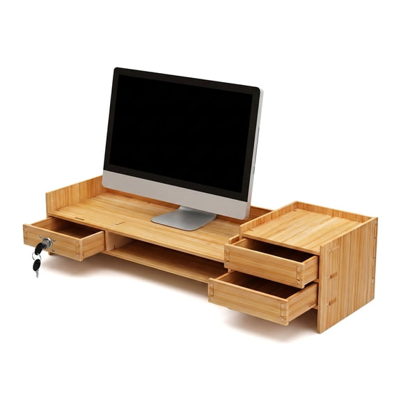 umfmouf Wooden Desk Organizer with Drawers Office Supplies Computer Desktop Tabletop
