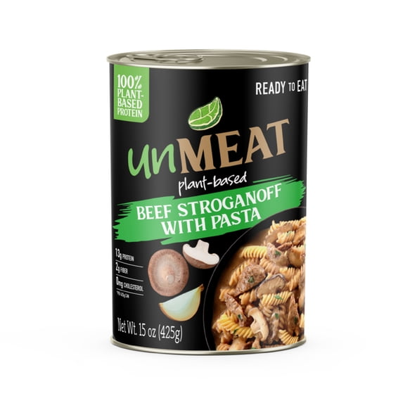 UnMEAT Plant-Based Beef Stroganoff with Pasta, 15oz Can
