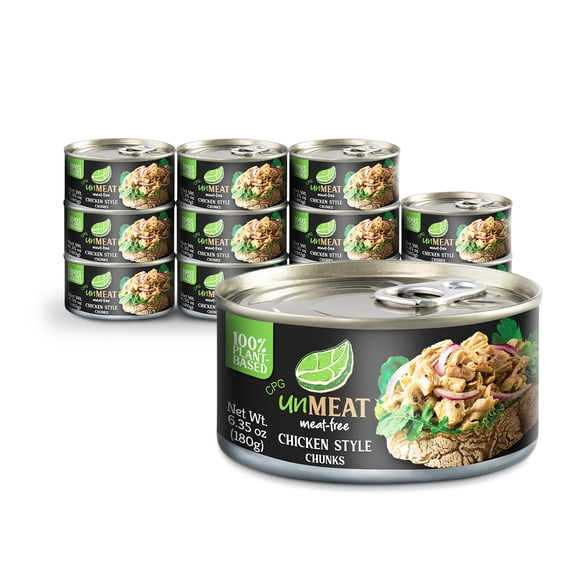 unMEAT Plant Based Meat | Easy to Prepare Plant Based Protein | Vegan Meat with Less Calories, Chicken Style Chunks, 12 pack