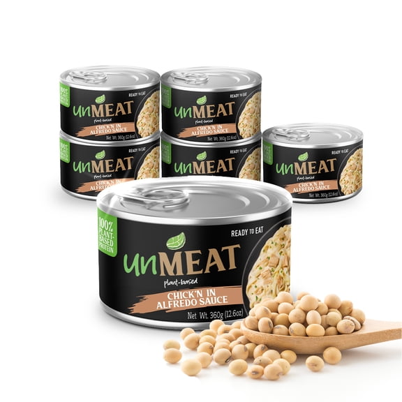 unMEAT Plant Based Meat | Easy to Prepare Plant Based Protein | Vegan Meat with Less Calories, Chicken in Alfredo Sauce, 6 pack