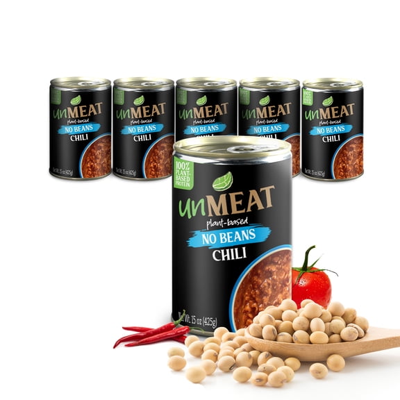 unMEAT Plant Based Meat | Easy to Prepare Plant Based Protein | Vegan Meat with Less Calories, Chili No Beans, 6 pack