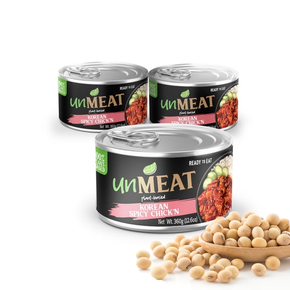 unMEAT Plant Based Meat | Easy to Prepare Plant Based Protein | Vegan Meat with Less Calories, Korean-Flavored Spicy Chicken, 3 pack