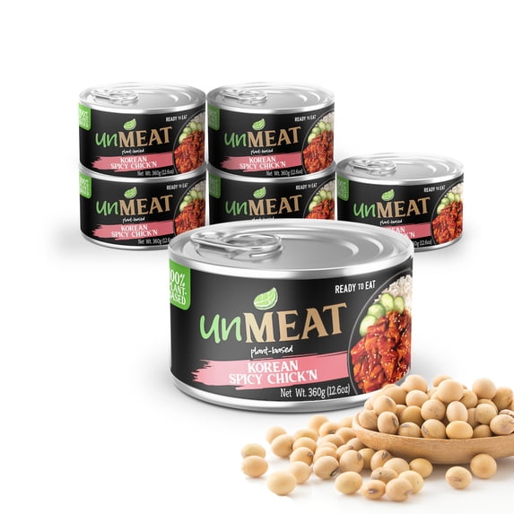 unMEAT Plant Based Meat | Easy to Prepare Plant Based Protein | Vegan Meat with Less Calories, Korean-Flavored Spicy Chicken, 6 pack