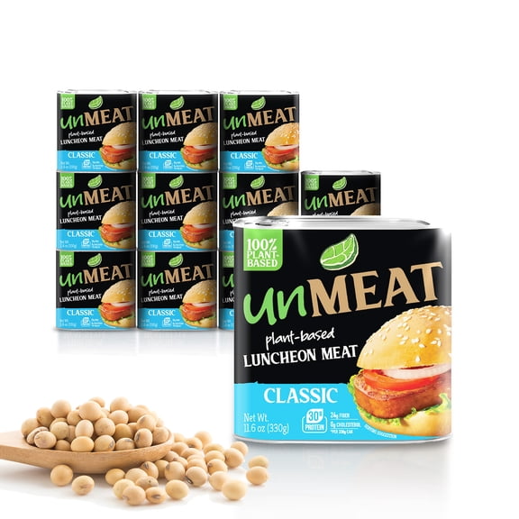 unMEAT Plant Based Meat | Easy to Prepare Plant Based Protein | Vegan Meat with Less Calories, Luncheon Meat Style, (Pack of 12)