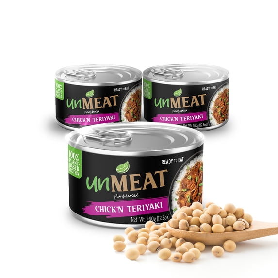 unMEAT Plant Based Meat | Easy to Prepare Plant Based Protein | Vegan Meat with Less Calories, Teriyaki Chicken, 3 pack