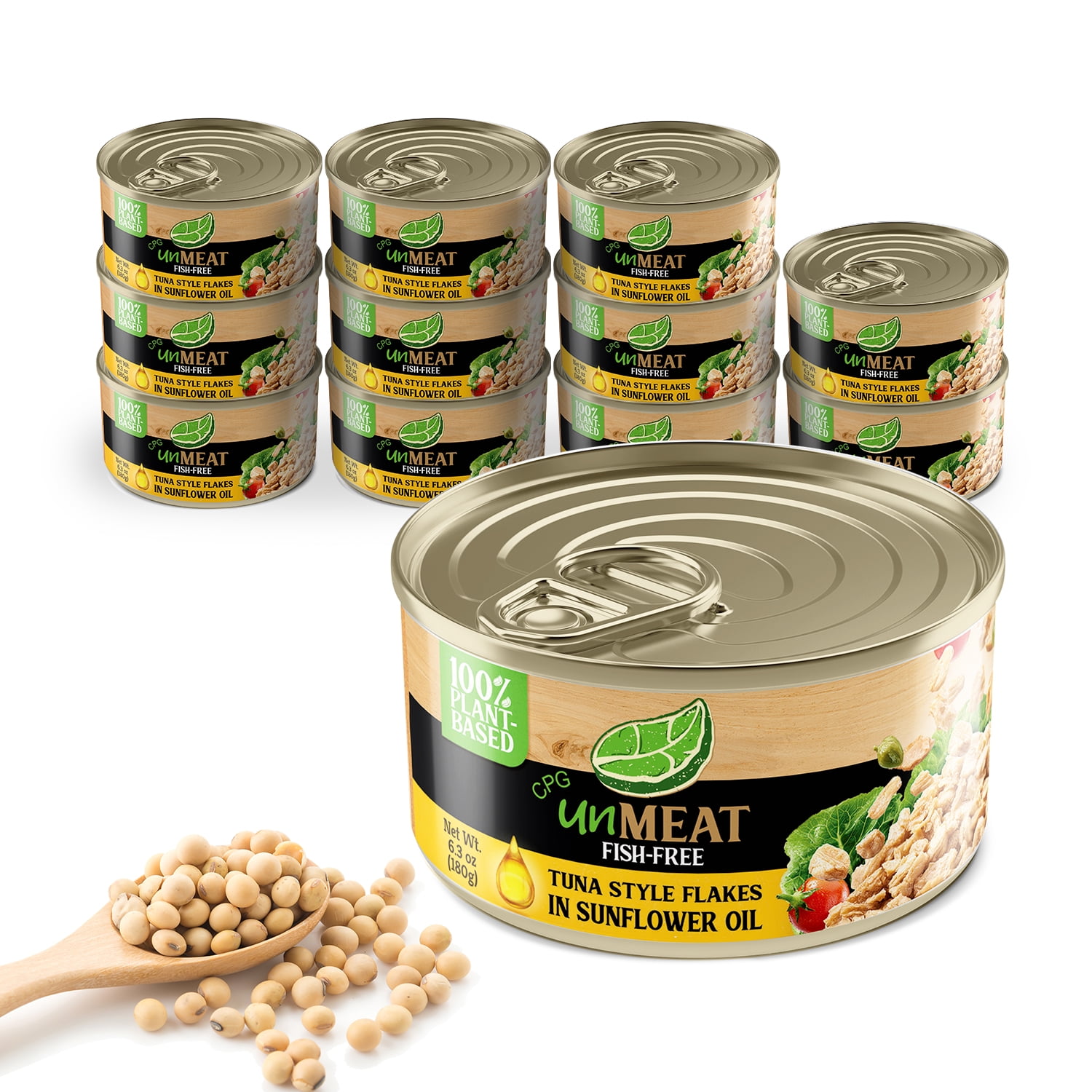 unMEAT Plant Based Tuna Style Flakes | Easy to Prepare Vegan Canned Tuna in Sunflower Oil, 12 pack