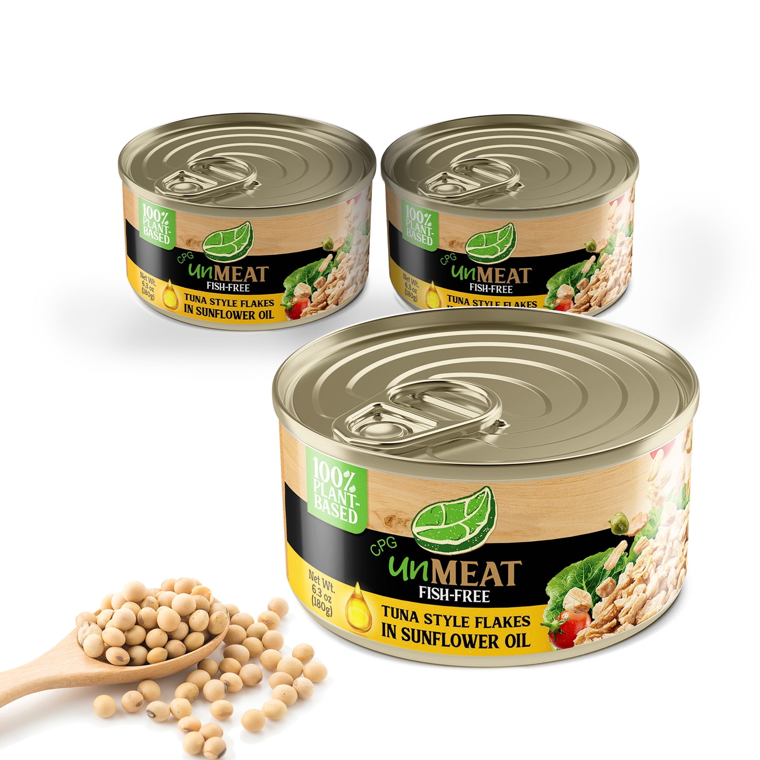 unMEAT Plant Based Tuna Style Flakes | Easy to Prepare Vegan Canned Tuna in Sunflower Oil, 3 pack