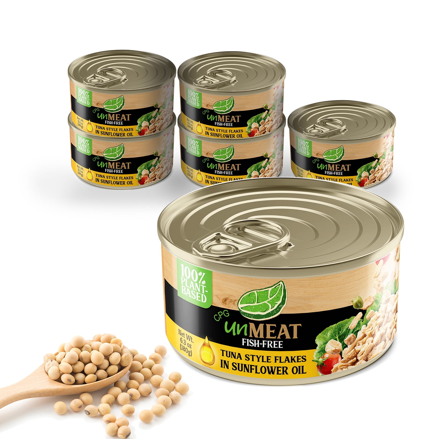 unMEAT Plant Based Tuna Style Flakes | Easy to Prepare Vegan Canned Tuna in Sunflower Oil, 6 pack