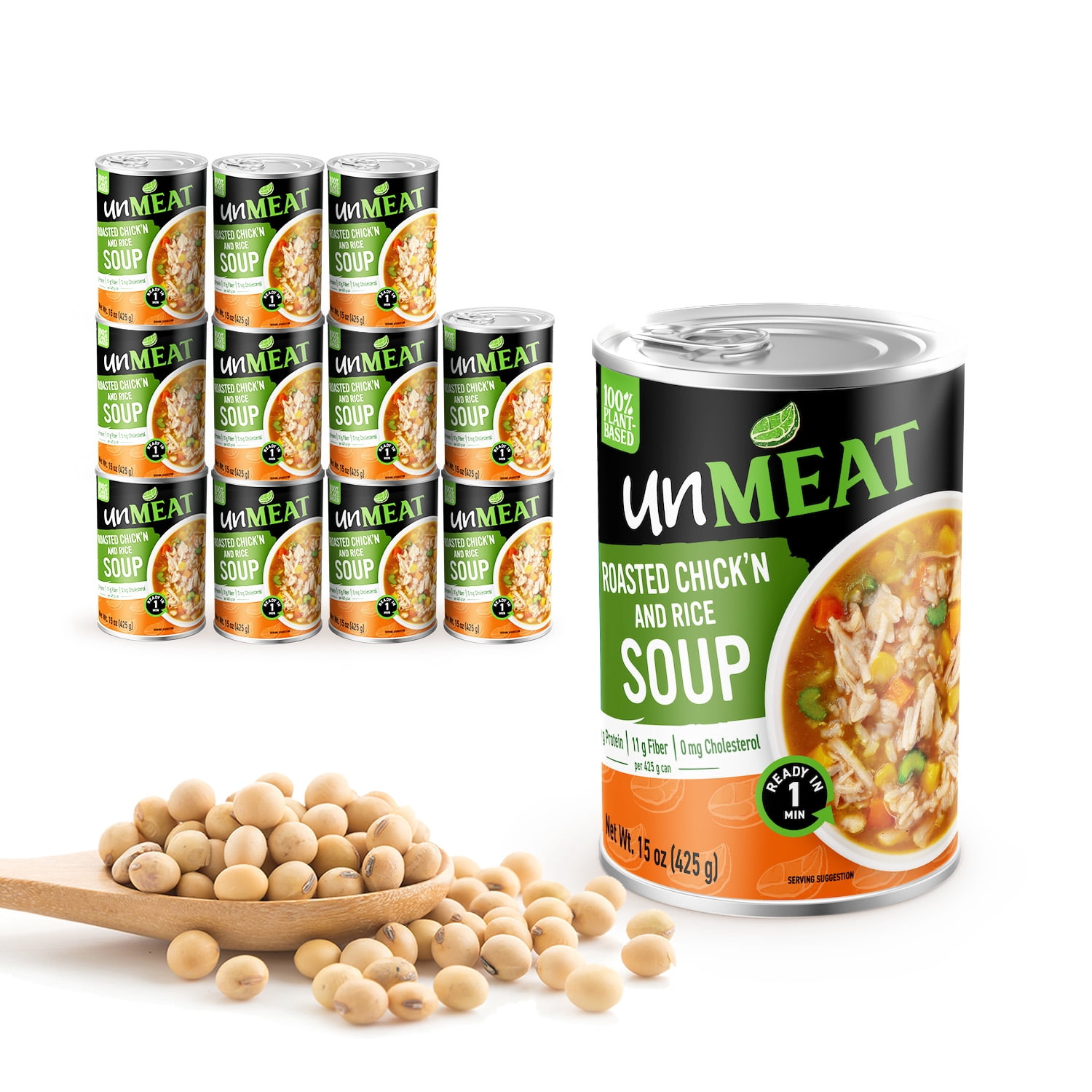 unMEAT Roasted Chick’n & Rice Plant-Based Soup, 15oz Can – Non-GMO, Vegan, High Protein, 100% Plant-Based, Healthy and Hearty Comfort Meal (Pack of 12)