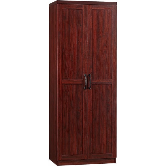 unbrand 63" 2-Door Kitchen Pantry, Freestanding Storage Cabinet with 5-Tier Shelving and 2 Adjustable Shelves for Dining Room, Cherry Wood Color