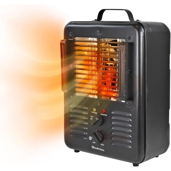 unbrand Electric Portable Utility Space Heater with Adjustable Thermostat, Overheat Protection, & Tip-Over Switch, 1500W, CZ799BK