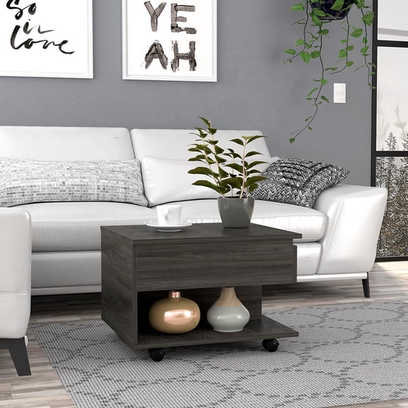 unbrand Luanda Lift Top Coffee Table, Casters, One Shelf -Espresso