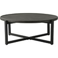 thumbnail image 1 of unbrand Outdoor Coffee Table Dark Grey, Round Top 12''Hx31.5''W Patio Coffee Table Concrete Finish, Cross Member Support w 4 Legs, Metal Frame, 1 of 7