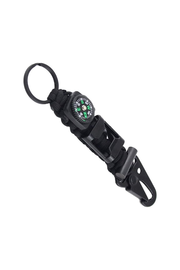 1 PCS Keychain Braided Lanyard Utility Hook Survival Kit For Outdoor Camping Hiking Backpack (Black)