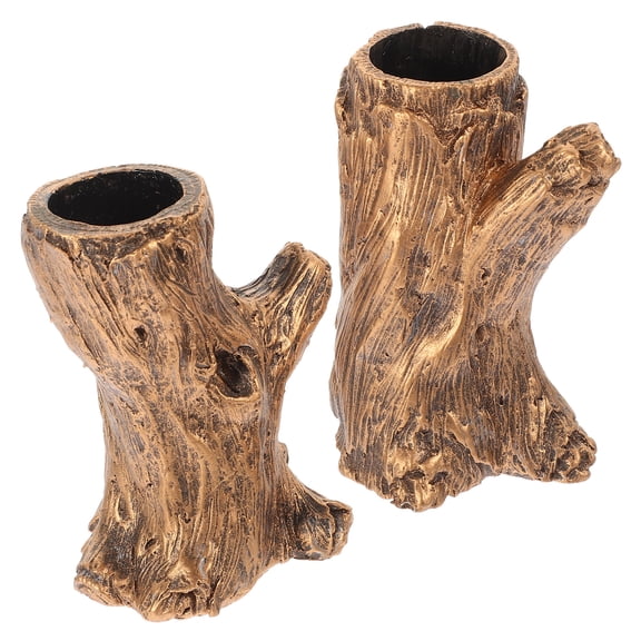 unbranded 1 Pair European Style Candle Holder Resin Table Candle Holder Candle Pillar Tree Stump Candlestick