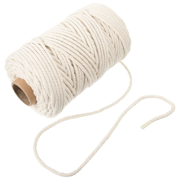 HOOWIFFY Anti-Wear Beige Macrame Cord 5Mm Cotton Rope for DIY Woven Wall Hanging Projects