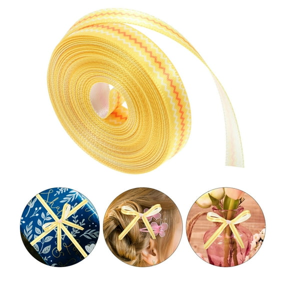 OUNONA Yellow Polyester Ribbon Roll for Wrapping, Easter, Spring Celebrations, Family and Friends Crafts, 1 Roll