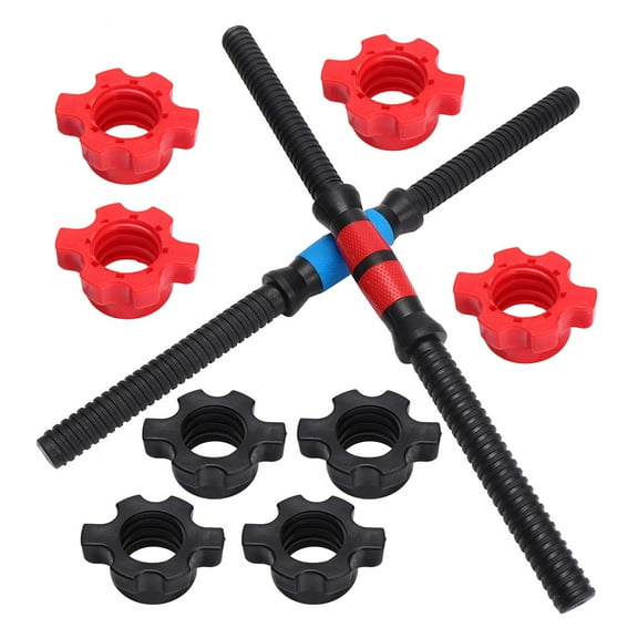 unbranded 1 Set 50cm Dumbbell Bar Barbell Connecting Rod Hand Bell Grip Rod Household Fitness Equipment Rod for Home Gym Use (2pcs Dumbbell Rod+4pcs Nuts)