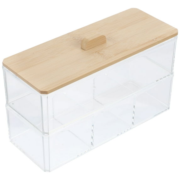 unbranded 1 Set Desktop Cotton Swabs Storage Case Compartments Cotton Swabs Dispenser Cosmetics Container