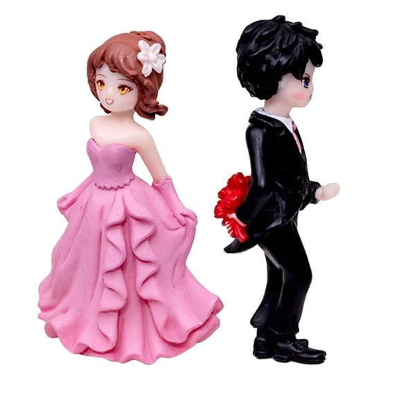 unbranded 1 Set Cute Couple Figurines Wedding Decoration Valentine's Day Cake Bride Groom Figurine