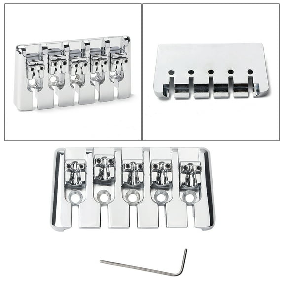 Banqiao GA1021 Guitar Bridge for 5 String Ukulele Silver Metal Accessory with Vintage Look and